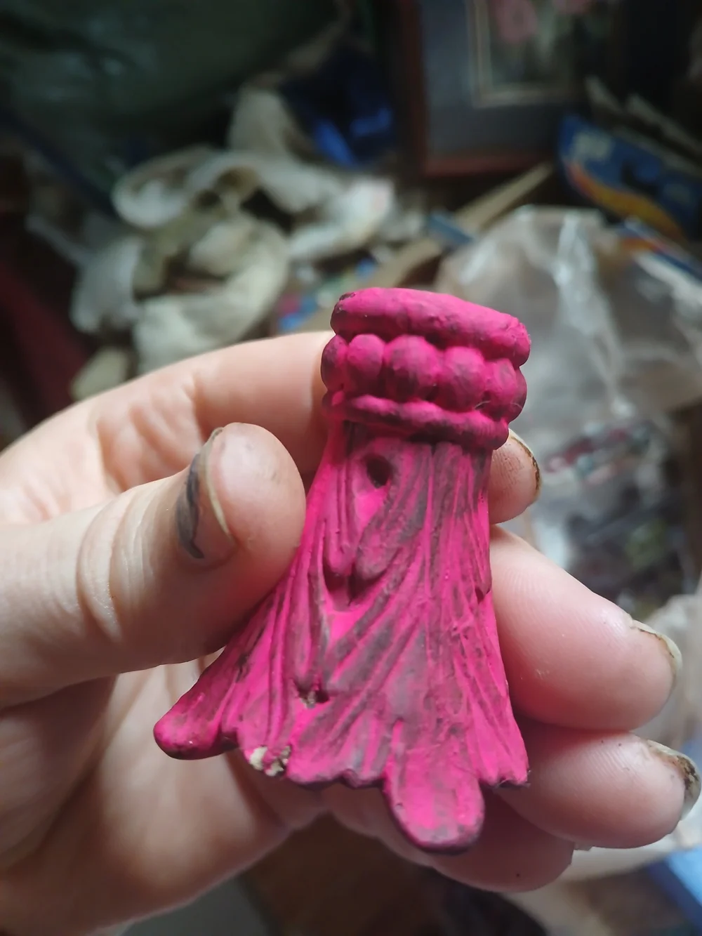 Fluted Ceramic Furniture Foot/knob Neon Pink Antique